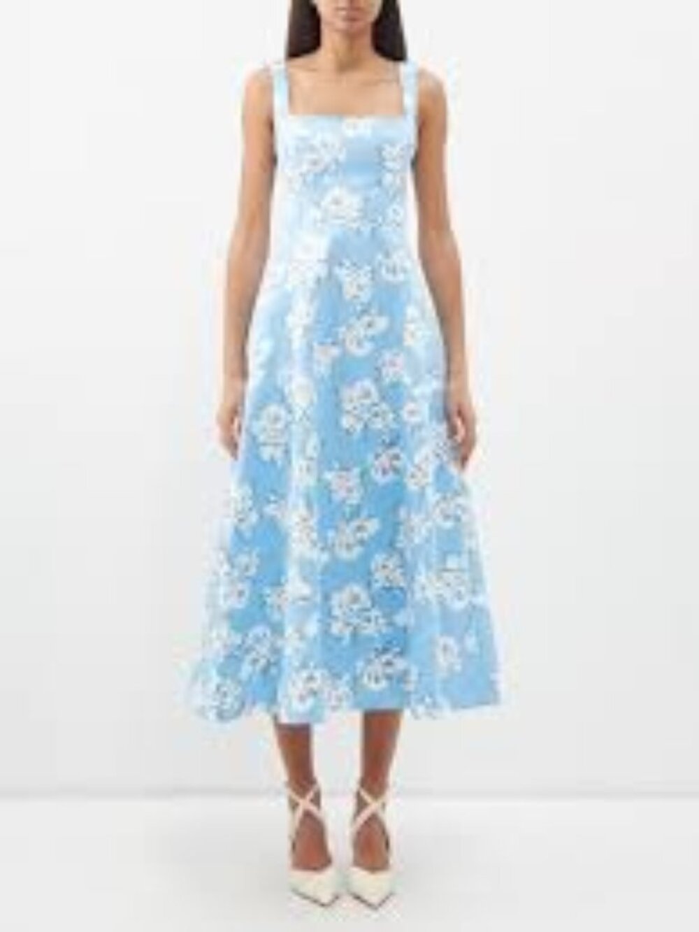 Emilia Wickstead Blue Floral Midi Dress (US Size 6)
